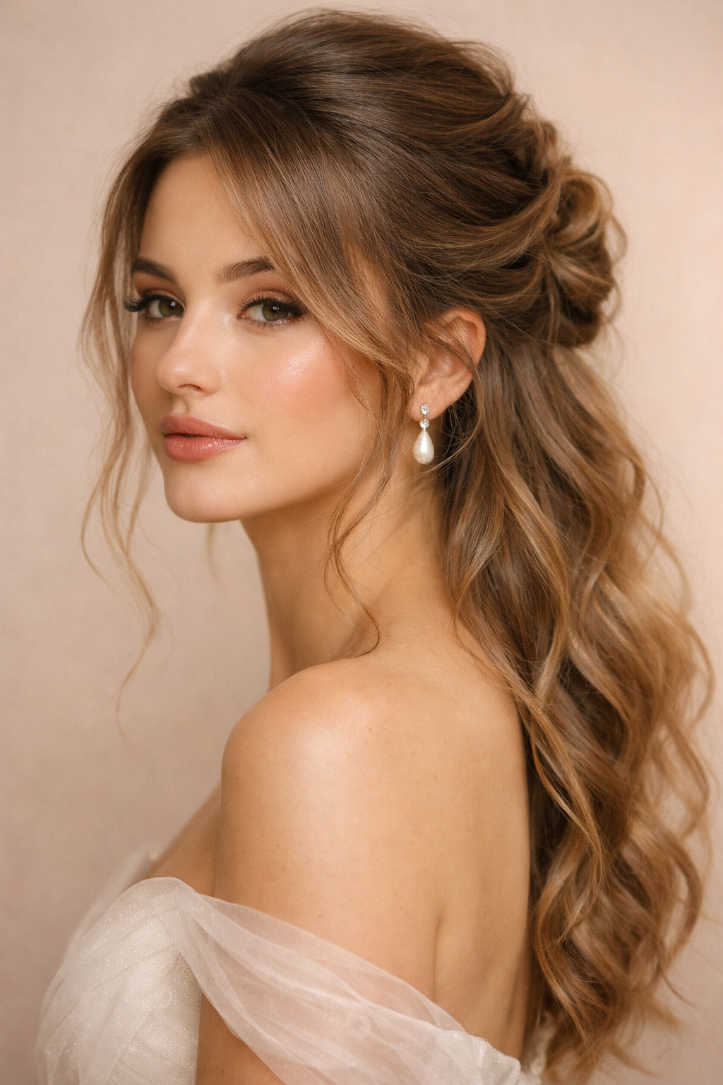 Coafură elegantă pentru evenimente, cu bucle glam și volum rafinat